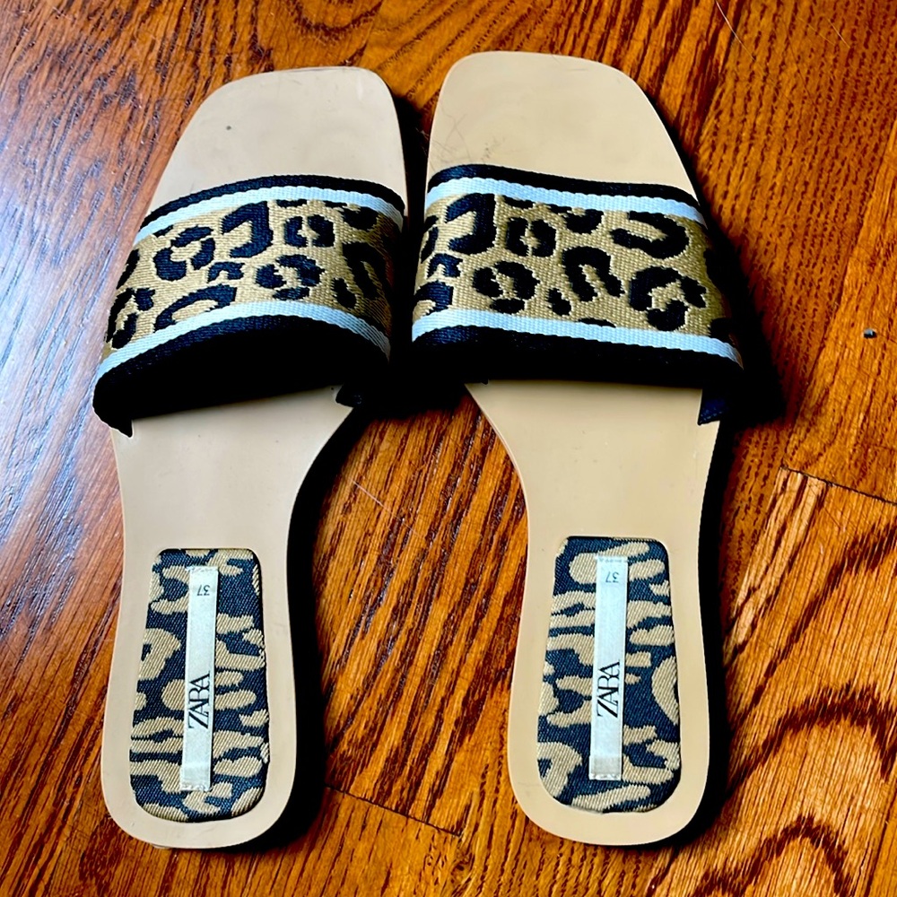 Zara sandals with leopard (or cheetah) ribbon accents.
